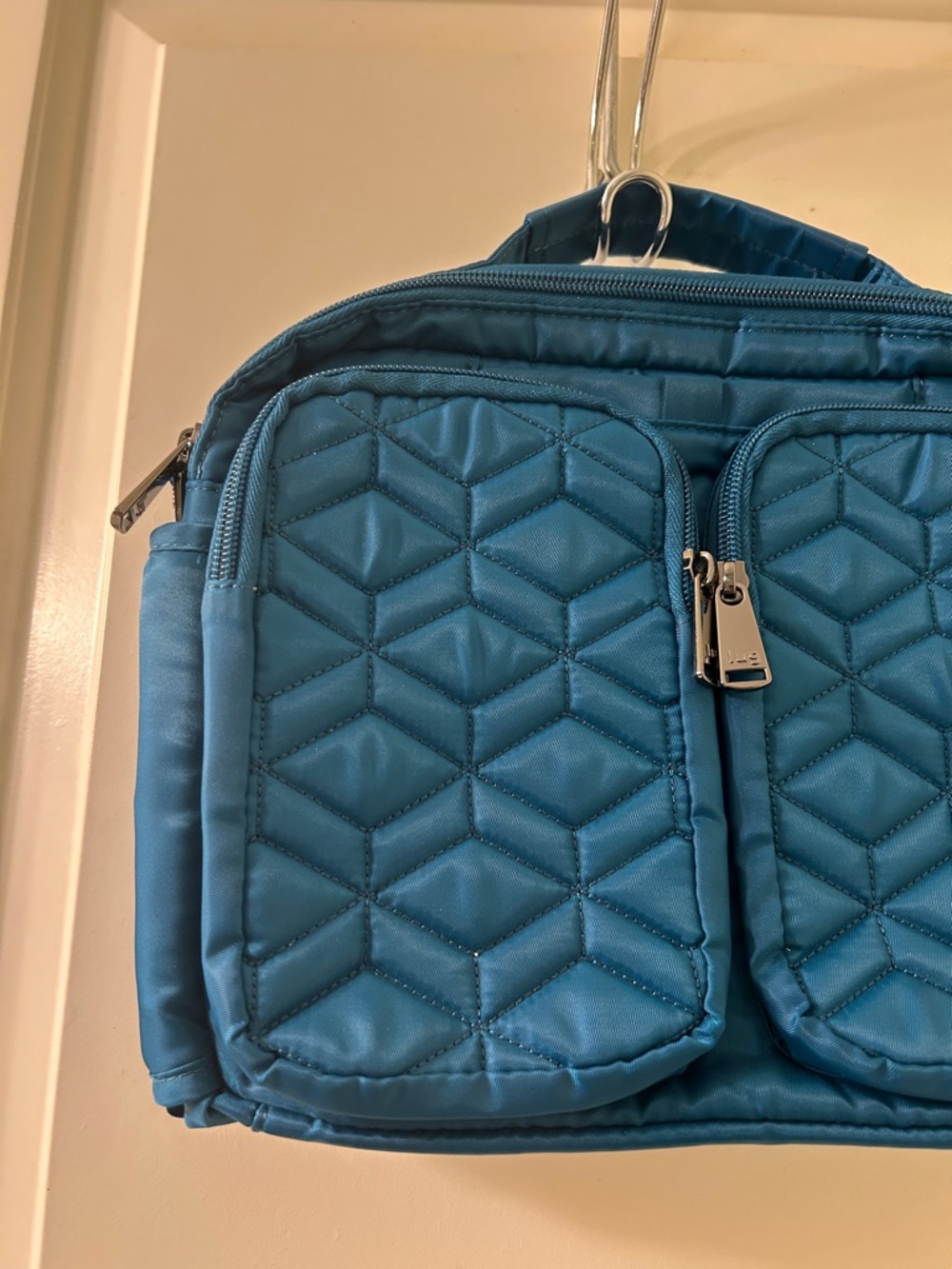 LUG Teal Quilted Navigator Crossbody Bag with Double Front Pockets - Picture 3 of 8